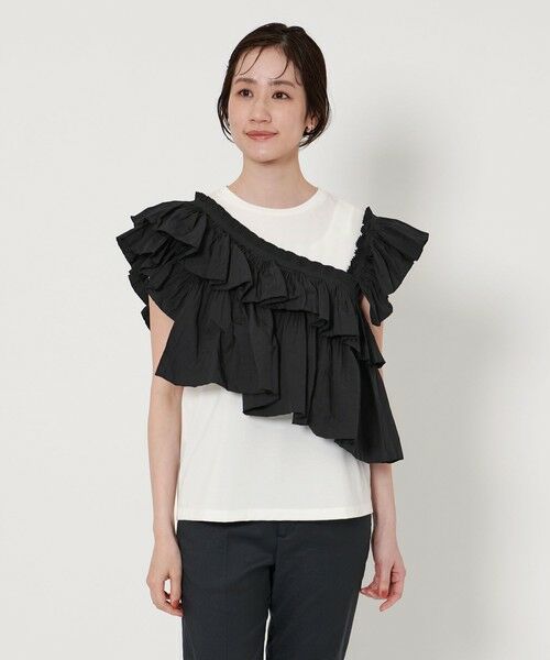 新品タグ付 UNITED ARROWS プリーツフリル コンビ カットソー 完売 セール】 プリーツフリル コンビ カットソー (カットソー