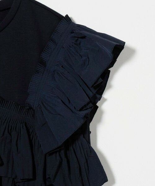 ユナイテッドアローズ　プリーツフリルコンビカットソー UNITED ARROWS｜プリーツフリル コンビ カットソー BLK
