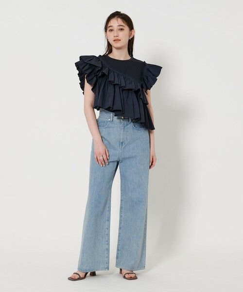 新品タグ付　UNITED ARROWS プリーツフリル コンビ カットソー　完売 セール】 プリーツフリル コンビ カットソー （カットソー