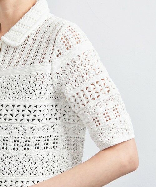 【未使用】【新古品】UNITED ARROWS ユナイテッドアローズ トップス サマーニット オフホワイト 麻混 フリーサイズ＿s-0128-r11 ユナイテッドアローズ 半袖ニット トップス 花柄 レース
