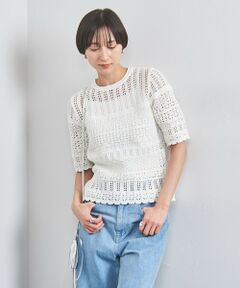 UNITED ARROWS レースニットトップス フリーサイズ ネイビー UNITED ARROWS（ユナイテッドアローズ）の「レースカラーレディ