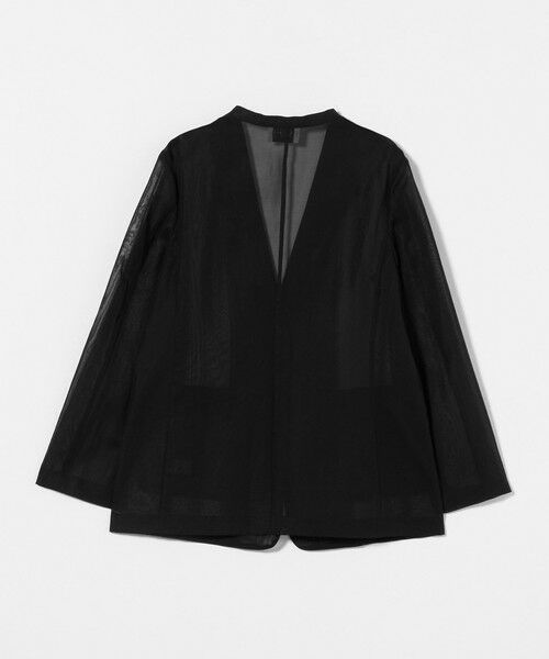 UNITED ARROWS ブラック ノーカラーコート レディース 36 セール】 シアー ジャケット （ノーカラージャケット）｜UNITED
