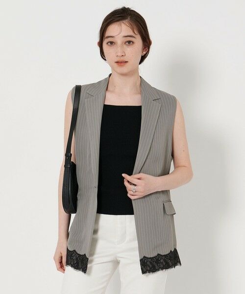 UNITED ARROWS/ユナイテッドアローズ ストライプ レース ベスト MD. GRAY FREE UNITED ARROWS/ユナイテッドアローズ ストライプ レース ベスト MD. GRAY FREE
