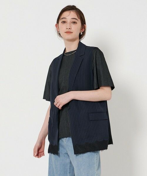 UNITED ARROWS/ユナイテッドアローズ ストライプ レース ベスト NAVY FREE UNITED ARROWS/ユナイテッドアローズ ストライプ レース ベスト NAVY FREE