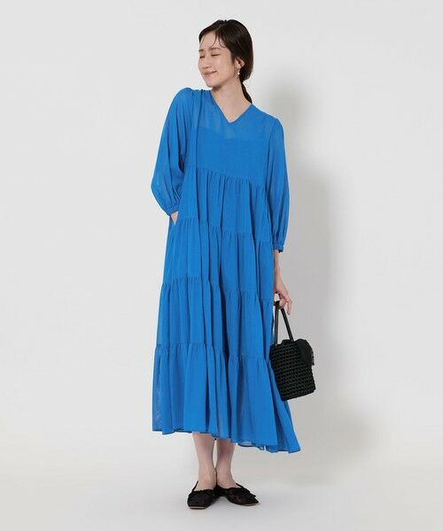 ユナイテッドアローズ　ストライプVネックマキシワンピース 人気完売品 UNITED ARROWS ストライプ Vネック マキシワンピース