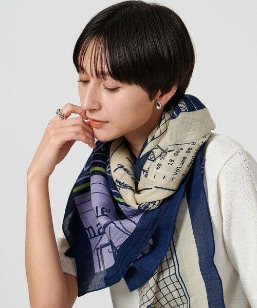 UNITED ARROWS/ユナイテッドアローズ 【一部別注】<manipuri>C/SI スカーフ 25SS NAVY FREE UNITED ARROWS/ユナイテッドアローズ 【一部別注】<manipuri>C/SI スカーフ 25SS NAVY FREE