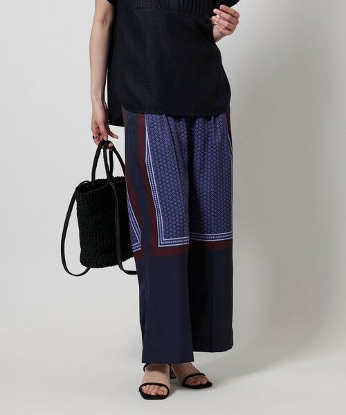 UNITED ARROWS/ユナイテッドアローズ パネルプリント ワイド パンツ NAVY S(36)