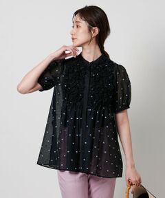 2トーン ドットジャガード ブラウス （シャツ・ブラウス