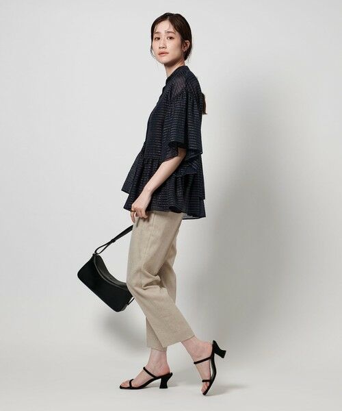 ブラウス シャツ シアーラメ イレギュラーペプラム 六分袖 ブラウス レディース UNITED ARROWS｜シアーラメ イレギュラーペプラム 六分袖