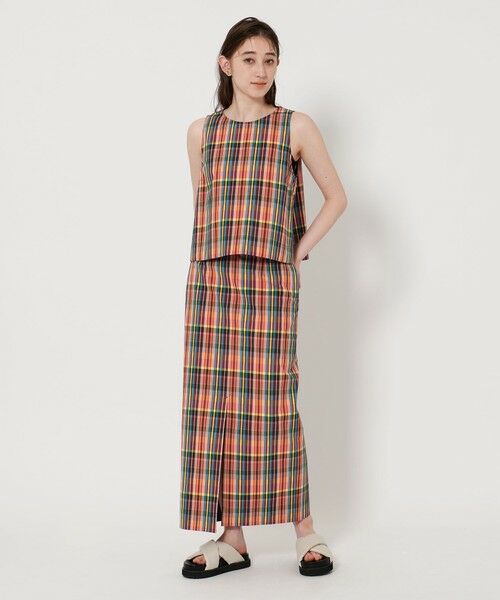 ユナイテッド　アローズ チェック柄 半袖トップス ブラック・ホワイト UNITED ARROWS ブラウス シャツ チェック フレアノースリーブ