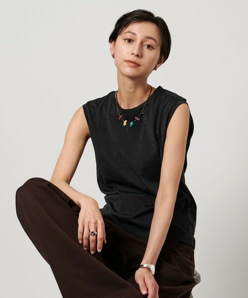 UNITED ARROWS/ユナイテッドアローズ ラメ ノースリーブ カットソー BLACK FREE UNITED ARROWS/ユナイテッドアローズ ラメ ノースリーブ カットソー BLACK FREE