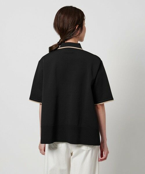 UNITED ARROWS ミニマル フリル ポロニット　黒 UNITED ARROWS ニット セーター ミニマル フリル ポロニット