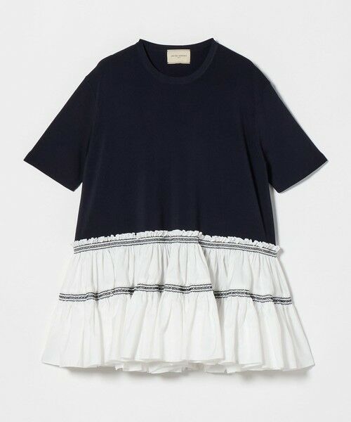 セール】 エンブロ ティアードコンビ ショートスリーブ ニット