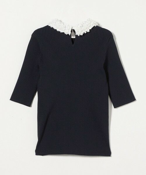 drawer ドゥロワー ニット ポンチョ ブラック リブ編み