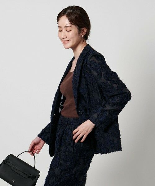 UNITED ARROWS/ユナイテッドアローズ ペイズリー カットジャガード テーラードジャケット NAVY M（38）