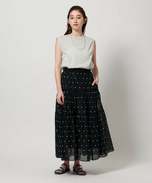 2トーン ドットジャガード スカート （ロング・マキシ丈スカート