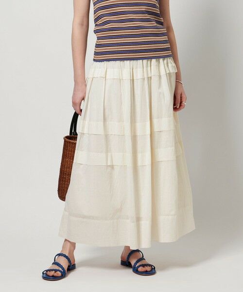UNITED ARROWS コットンティアードマキシスカート　ブルー青　綿ロング UNITED ARROWS（ユナイテッドアローズ）の「□UWSC コットン