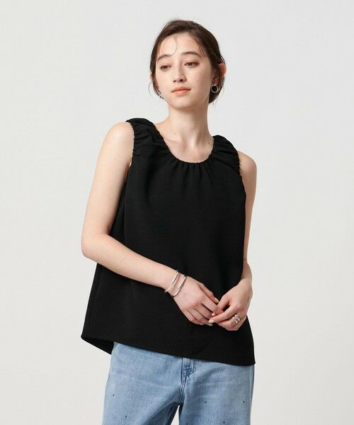 UNITED ARROWS/ユナイテッドアローズ COMFY ギャザーノースリーブブラウス -吸水速乾 UVカット ウォッシャブル- BLACK FREE UNITED ARROWS/ユナイテッドアローズ COMFY ギャザーノースリーブブラウス -吸水速乾 UVカット ウォッシャブル- BLACK FREE