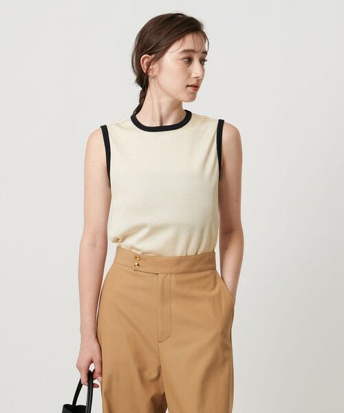 UNITED ARROWS / ユナイテッドアローズ カットソー | リブバイカラーパイピング ノースリーブカットソー | 詳細1