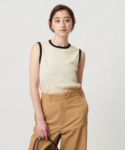 UNITED ARROWS/ユナイテッドアローズ リブバイカラーパイピング ノースリーブカットソー OFF WHITE FREE UNITED ARROWS/ユナイテッドアローズ リブバイカラーパイピング ノースリーブカットソー OFF WHITE FREE