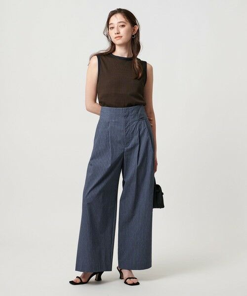 UNITED ARROWS / ユナイテッドアローズ カットソー | リブバイカラーパイピング ノースリーブカットソー | 詳細19