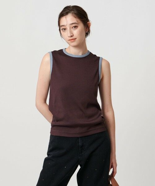 UNITED ARROWS / ユナイテッドアローズ カットソー | リブバイカラーパイピング ノースリーブカットソー | 詳細20