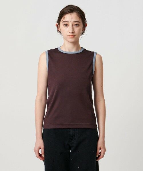 UNITED ARROWS / ユナイテッドアローズ カットソー | リブバイカラーパイピング ノースリーブカットソー | 詳細22