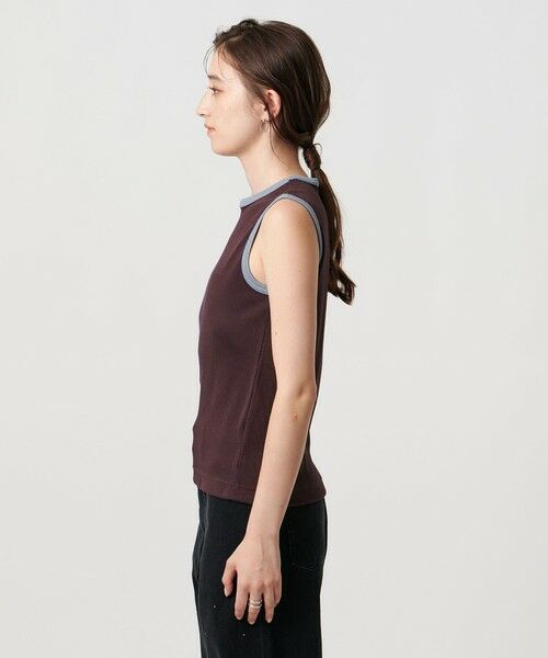 UNITED ARROWS / ユナイテッドアローズ カットソー | リブバイカラーパイピング ノースリーブカットソー | 詳細23