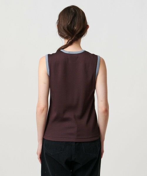 UNITED ARROWS / ユナイテッドアローズ カットソー | リブバイカラーパイピング ノースリーブカットソー | 詳細24