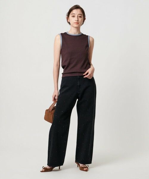 UNITED ARROWS / ユナイテッドアローズ カットソー | リブバイカラーパイピング ノースリーブカットソー | 詳細21