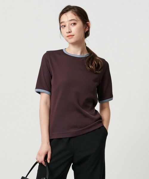 UNITED ARROWS ネイビー リブ　ペプラム　カットソー サッカー ペプラム プルオーバー カットソー