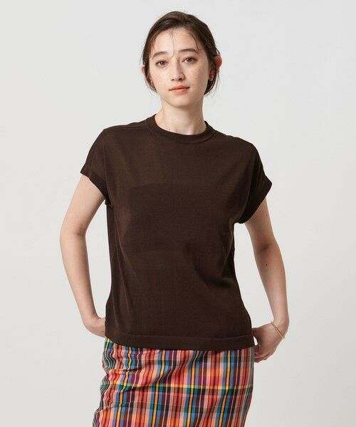 UNITED ARROWS/ユナイテッドアローズ ミニハイネック フレンチスリーブ ニット -ウォッシャブル- DK. BROWN FREE UNITED ARROWS/ユナイテッドアローズ ミニハイネック フレンチスリーブ ニット -ウォッシャブル- DK. BROWN FREE