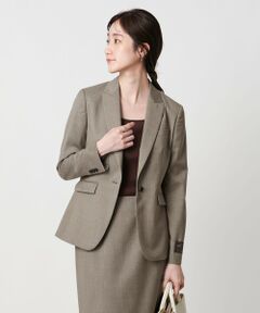 【美品】グリーンレーベルリラクシング　テーラードジャケット ブラウン ノーカラー レディース テーラードジャケット（条件：green label relaxing