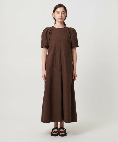 村山大島紬のパフスリーブワンピース ◇ゆったりシルエット パフスリーブ ギンガムチェック