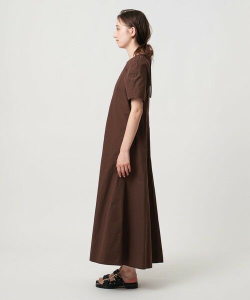 値下　UNITED ARROWS パフスリーブ ロングワンピース　黒 UNITED ARROWS｜コンビパフスリーブワンピース -ウォッシャブル