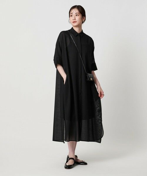 MaxMara●国内未掲載[BALZAC] ストレッチロングシャツワンピース marai ロングワンピース シャツワンピース マキシ丈 長袖 ロング