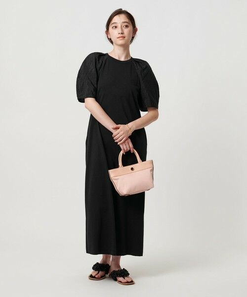 値下　UNITED ARROWS パフスリーブ ロングワンピース　黒 UNITED ARROWS LTD. OUTLET｜パフスリーブ ロングワンピース