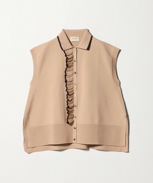 美品　UNITED ARROWS 黒 フリル ノースリーブ ベスト UNITED ARROWS ベスト ジレ コットン シアー ノースリーブベスト
