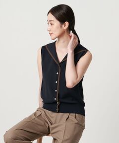 UNITED ARROWS ニット・セーター カーキ系 0401625A0060 ポロショートスリーブニット ウォッシャブル