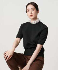 リナシェンテ　新品 半袖ニット ブルー　L 50 ビームスユナイテッドアローズ UNITED ARROWS LTD. OUTLET｜スカシボーダー ショートスリーブ