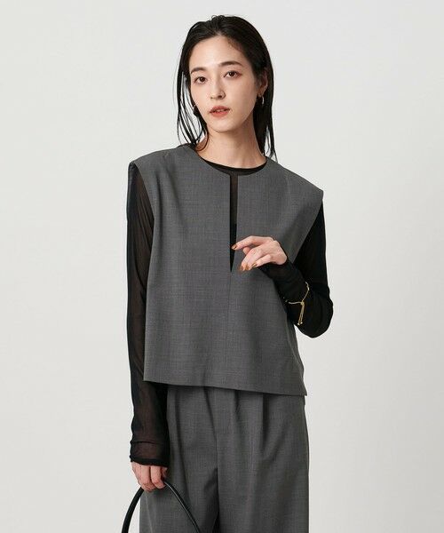 UNITED ARROWS / ユナイテッドアローズ ベスト | スリット ノーカラー ベスト ‐ウォッシャブル‐ | 詳細2