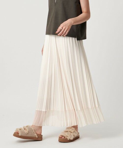 UNITED ARROWS / ユナイテッドアローズ ロング・マキシ丈スカート | シアー コンビ プリーツ スカート | 詳細5