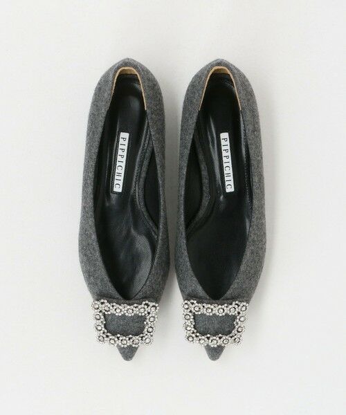 UNITED ARROWS/ユナイテッドアローズ <PIPPICHIC>ANNA V JWL FLN フラットパンプス MD. GRAY 24cm(37) UNITED ARROWS/ユナイテッドアローズ <PIPPICHIC>ANNA V JWL FLN フラットパンプス MD. GRAY 24cm(37)