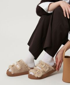 UNITED ARROWS / ユナイテッドアローズ サンダル | フェイクファー 2ライン スタッズ サンダル