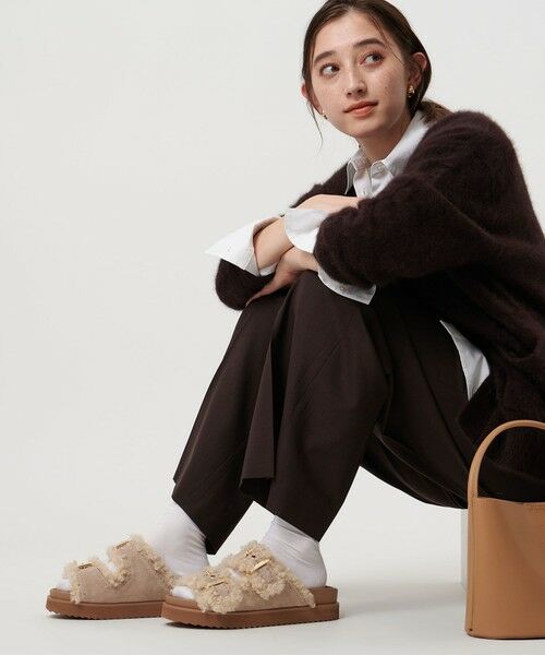 UNITED ARROWS / ユナイテッドアローズ サンダル | フェイクファー 2ライン スタッズ サンダル | 詳細14