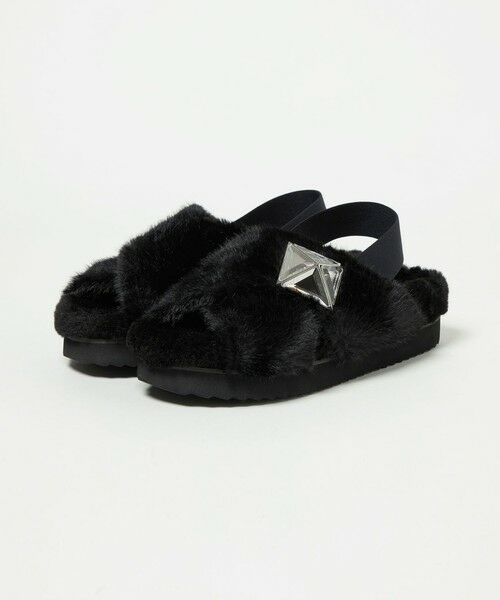 UNITED ARROWS 定価1.8万　ファークロスサンダル（ブルー） フェイクファークロス サンダル30↑