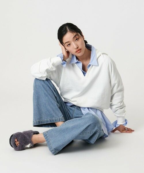UNITED ARROWS 定価1.8万　ファークロスサンダル（ブルー） フェイクファークロス サンダル30↑