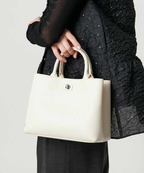 UNITED ARROWS/ユナイテッドアローズ クラスプ スクエア ミニトートバッグ OFF WHITE FREE