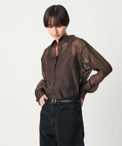 【新品】手洗可 UNITED ARROWS 長袖ブラウス ネイビー ¥16500 手洗い可能〉パイピング キーネック 半袖 ブラウス （シャツ