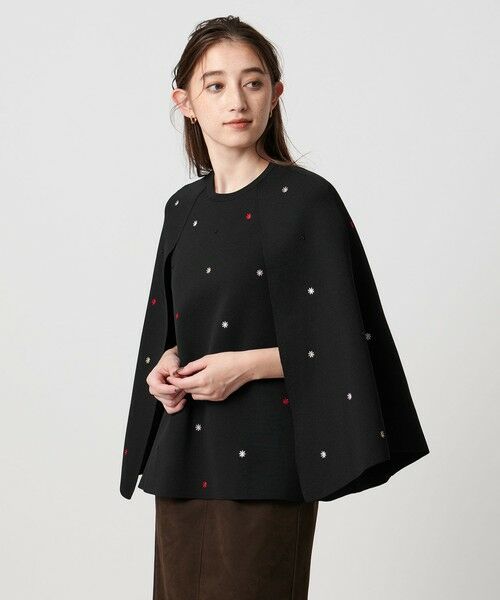 UNITED ARROWS / ユナイテッドアローズ ニット・セーター | エンブロイダリー フラワー ケープニット ‐ウォッシャブル‐ | 詳細1